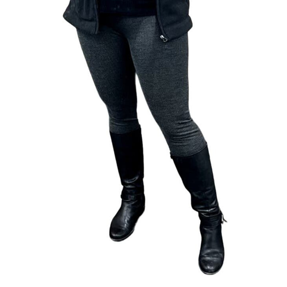 Daily Ritual black gray herringbone patterned leggings M long